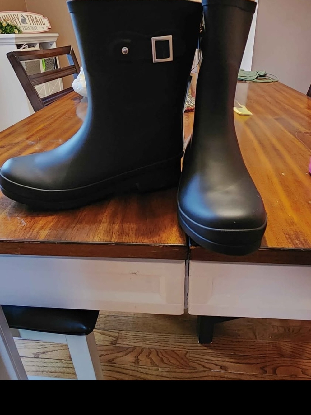 chooka Black Short Rain Boots with Side Buckle